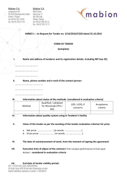 ANNEX 1 &ndash; to Request for Tender no. 3/10/2016/CD20 dated 25.10