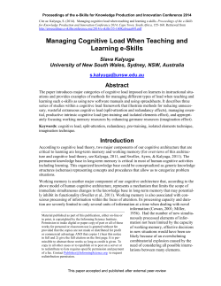 Managing Cognitive Load When Teaching and Learning e