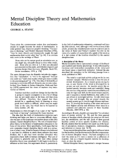 Mental Discipline Theory and Mathematics Education