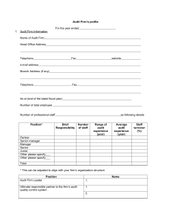 Audit Firm`s profile For the year ended Audit Firm Information Name