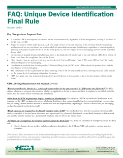 FAQ: Unique Device Identification Final Rule