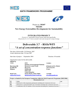 Deliverable 3.7 - RS1b/WP3 &ldquo;A set of concentration