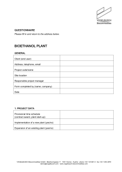 QUESTIONNAIRE Bioethanol - VOGELBUSCH Biocommodities