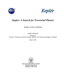 Kepler Archive Manual - Mikulski Archive for Space Telescopes