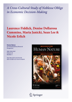 A Cross-Cultural Study of Noblesse Oblige in Economic Decision