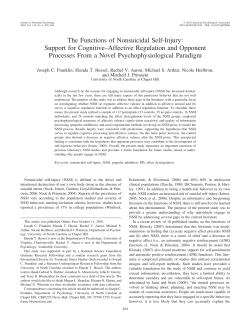 The Functions of Nonsuicidal Self-Injury: Support for Cognitive