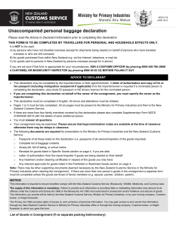 NZCS 218 - Unaccompanied personal baggage declaration