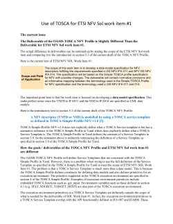 Use of TOSCA for ETSI NFV Sol work item