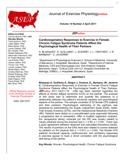 Cardiorespiratory Responses to Exercise in Female Chronic Fatigue