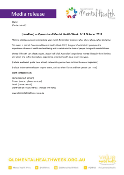 Media release template - Queensland Mental Health Week