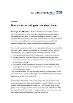 Breast cancer unit gets one step closer