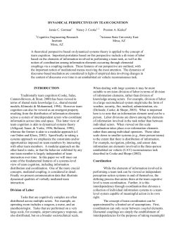 Dynamical perspectives on team cognition. Proceedings of the