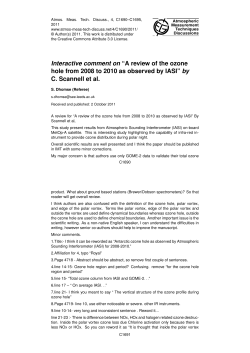 Interactive comment on &ldquo;A review of the ozone hole from 2008 to