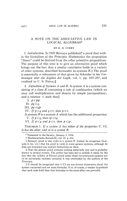 523 A NOTE ON THE ASSOCIATIVE LAW IN LOGICAL ALGEBRAS