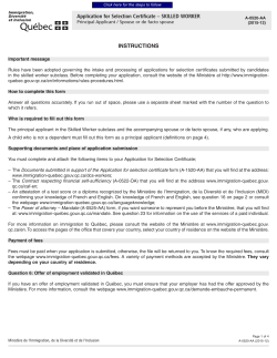 Application for Selection Certificate