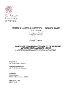 Master`s Degree programme &ndash; Second Cycle Final