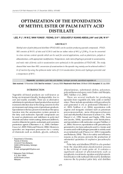 optimization of the epoxidation of methyl ester of palm fatty acid