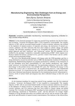 Manufacturing Engineering: New Challenges from an Energy and