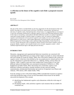 A reflection on the future of the cognitive style field