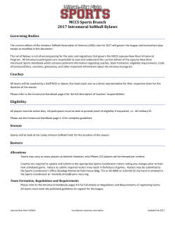 MCCS Sports Branch 2017 Intramural Softball Bylaws