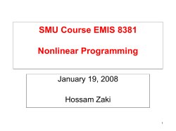 SMU Course EMIS 8381 Nonlinear Programming