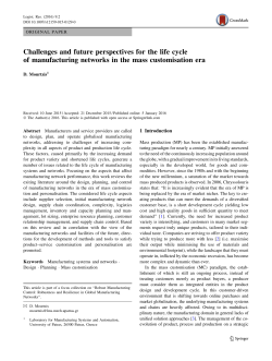 Challenges and future perspectives for the life cycle of