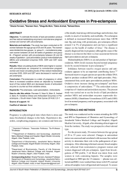 Oxidative stress and Antioxidant enzymes in Pre