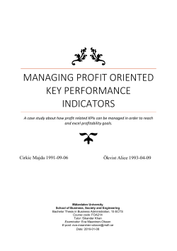 Managing Profit oriented Key Performance INDICATORs