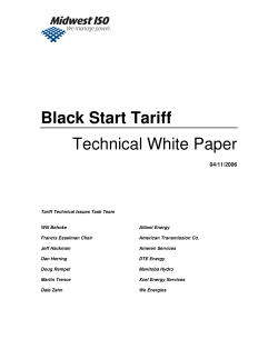 Black Start Tariff Technical White Paper