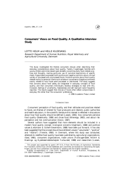 Consumers` Views on Food Quality. A Qualitative Interview Study