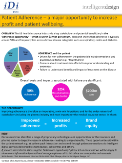 Patient Adherence &ndash; a major opportunity to increase profit