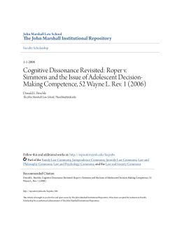 Cognitive Dissonance Revisited: Roper v. Simmons and the Issue of