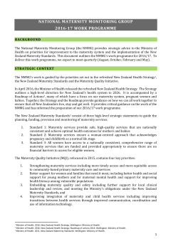 National Maternity Monitoring Group: 2016*17