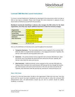 Luminate CMS Web Site Launch Instructions