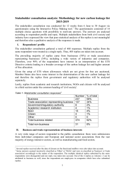 Stakeholder consultation analysis: Methodology for new carbon