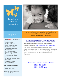 Kindergarten Orientation Letter 2017