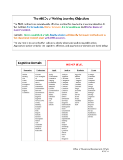 Cognitive Domain The ABCDs of Writing Learning Objectives