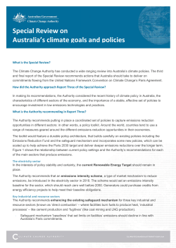 Special Review on Australia`s climate goals and policies