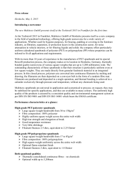 Press release Herdecke, May 3, 2015 Introducing a newcomer The