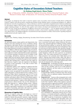 Cognitive Styles of Secondary School Teachers