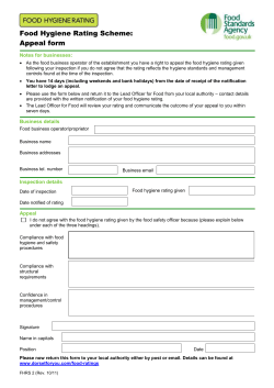Food Hygiene Rating Scheme: Appeal form