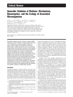 Critical Review Anaerobic Oxidation of Methane: Mechanisms