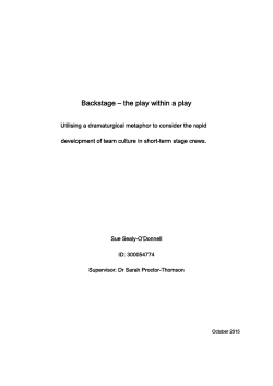 Backstage &ndash; the play within a play
