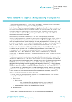 Market standards for corporate actions processing