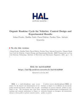 Organic Rankine Cycle for Vehicles: Control Design and - IFP