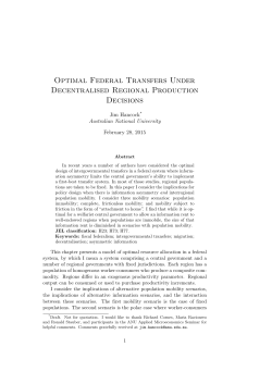 Optimal Federal Transfers Under Decentralised Regional