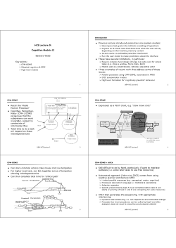 HCI Lecture 9: Cognitive Models II