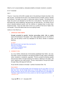 The profile of a successful organic church leader