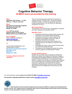 Cognitive Behavior Therapy - NC Council of Community Programs