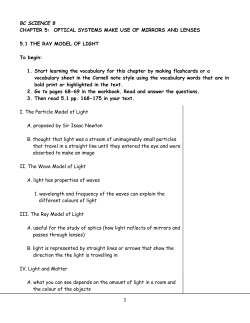 BC SCIENCE 8 CHAPTER 5: OPTICAL SYSTEMS MAKE USE OF